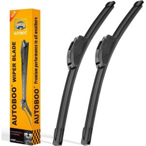 imageAUTOBOO 22quot and 22quot Windshield Wipers Blades Pack Of 2OEM Quality Premium AllSeasons Wiper bladesStable and Quiet Armor wiper blades24  19Pair for Front Windshield